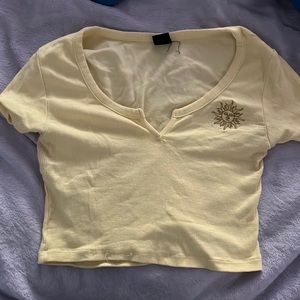 Medium Yellow Crop top with sun design